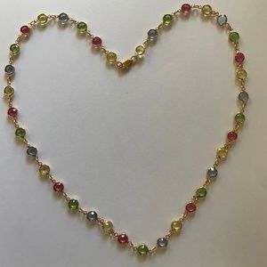Gold tone Multi-Gem Necklace.  20" In Length